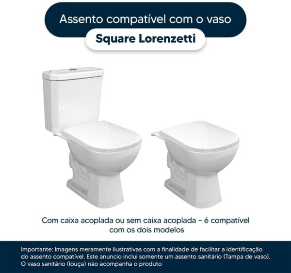 Tampa Para Vaso Sanitário Lorenzetti Square - Cor: Preto - Image 4
